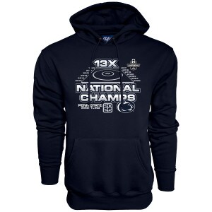 navy hooded sweatshirt 13x National Champs Penn State Wrestling 2025